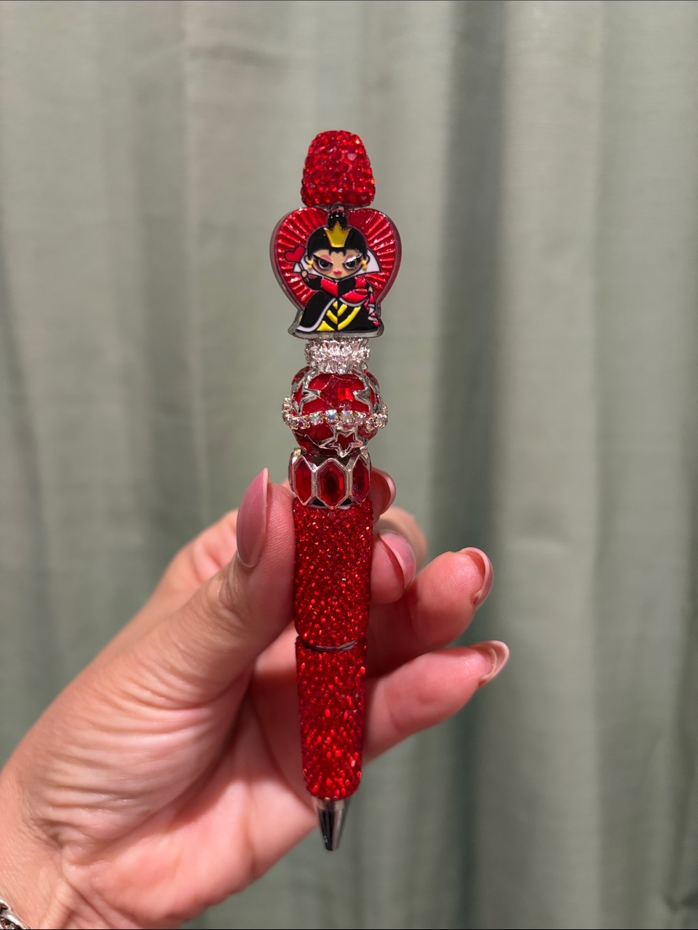Bedazzled beaded pen with acrylic villain